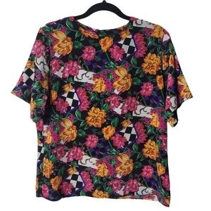 Notations Vintage Pink and Orange Graphic Boxy Blouse Size 12